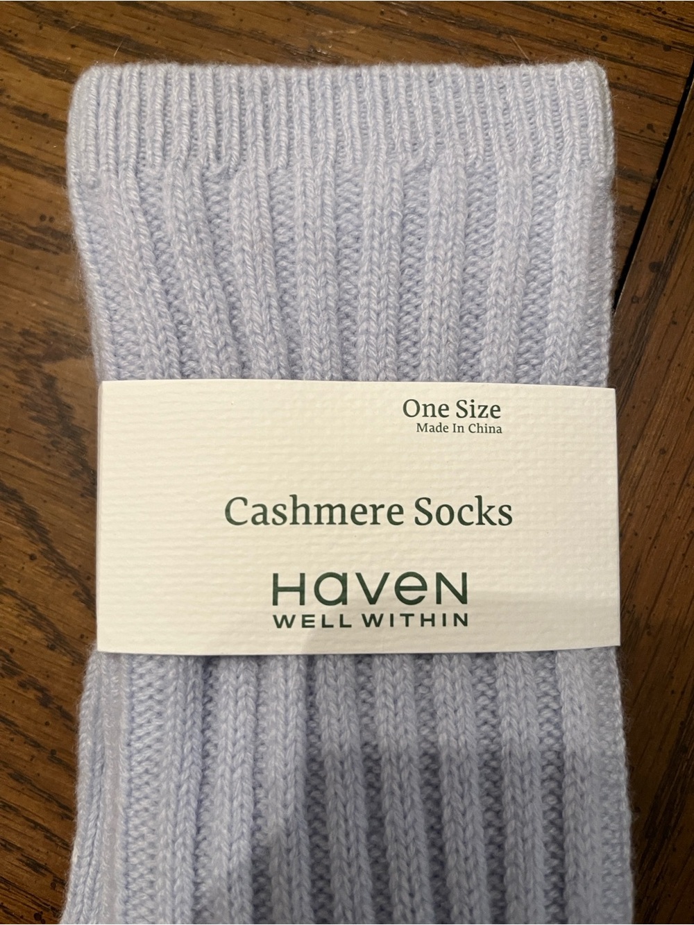 Haven Well Within Cashmere Socks - Cream and Light Blue (One Size) - Picture 7 of 10